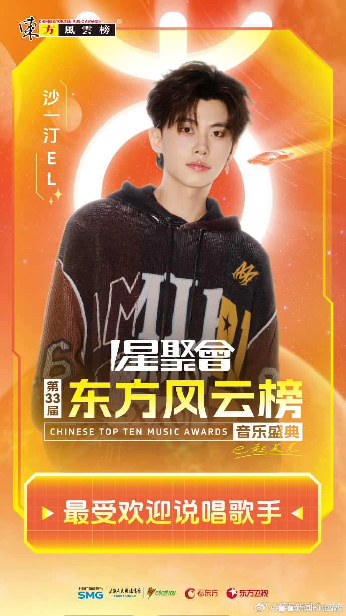 【#沙一汀东方风云榜最受欢迎说唱歌手#】第33届#东方风云榜#音乐盛典最受欢迎说