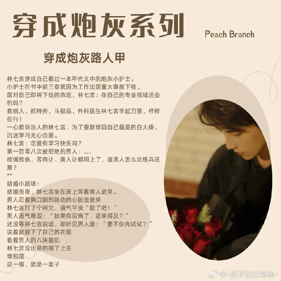 
穿书系列：成为了炮灰怎么办？[笑而不语] 
¤ 穿成炮灰和美强惨反派he了
¤ 穿成炮灰后捡到失忆男主
¤ 穿成年代文男主的炮灰前妻
¤ 穿成炮灰路人甲
¤ 凝脂美人穿成甜宠文炮灰
¤ 穿成首辅的炮灰前妻 
