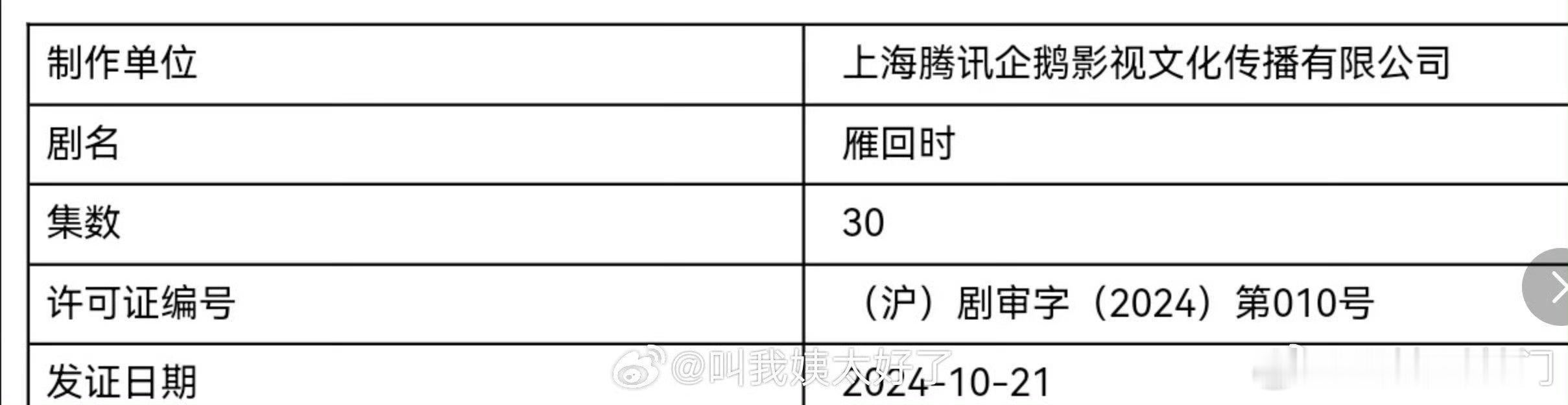 网传陈都灵、辛云来的《雁回时》 （贵女）明天空降 ​​​