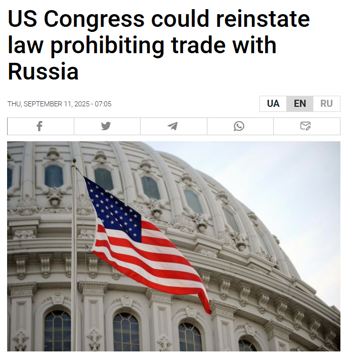 美国国会可能恢复禁止与俄罗斯贸易的法律美国共和党众议员乔·威尔逊表示，美国国会已