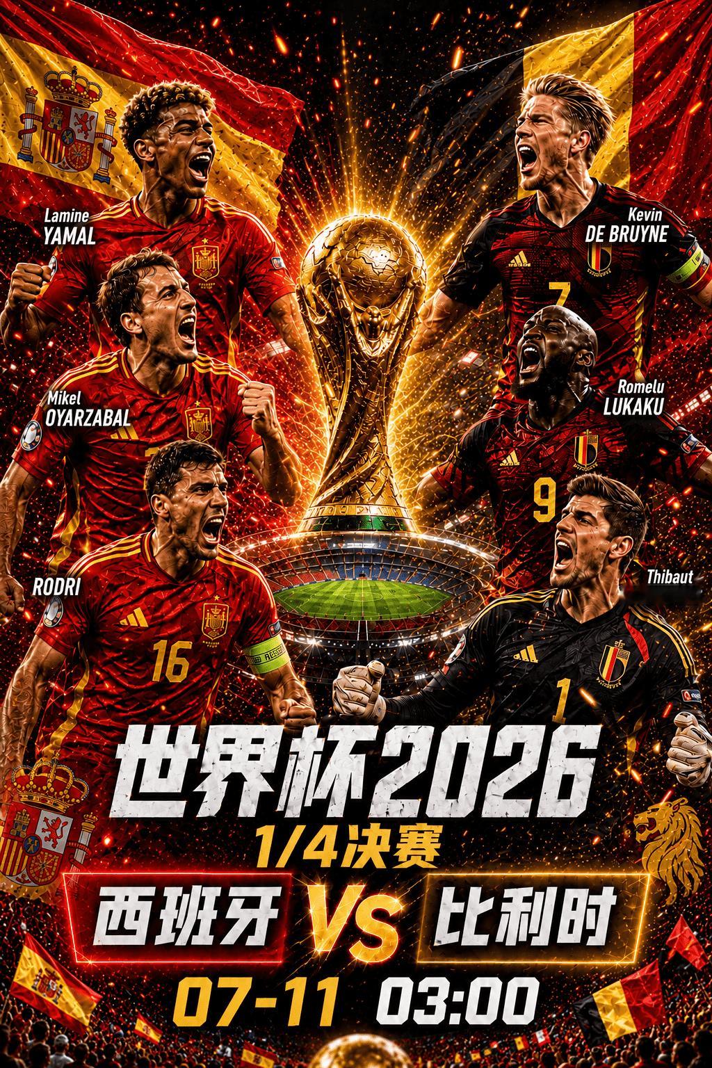 美加墨世界杯 【豪门对决！西班牙 vs 比利时 强强碰撞，谁能抢下四强席位？】美