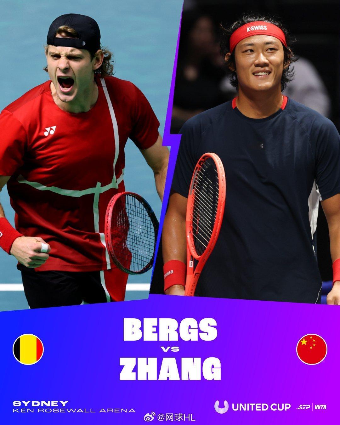 🇨🇳中国队 1-1 🇧🇪比利时🇨🇳张之臻6-7(2)/7-6(3)/