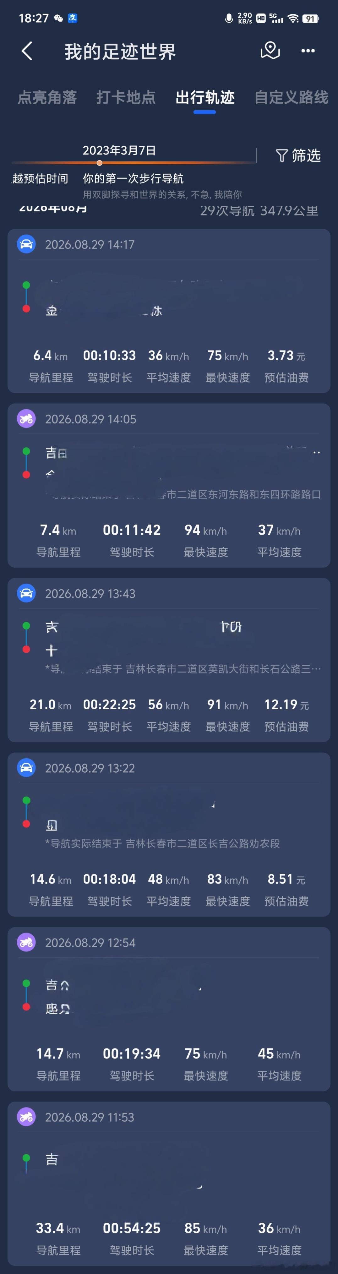 今天骑车骑了差不多100公里，爽了 ​​​