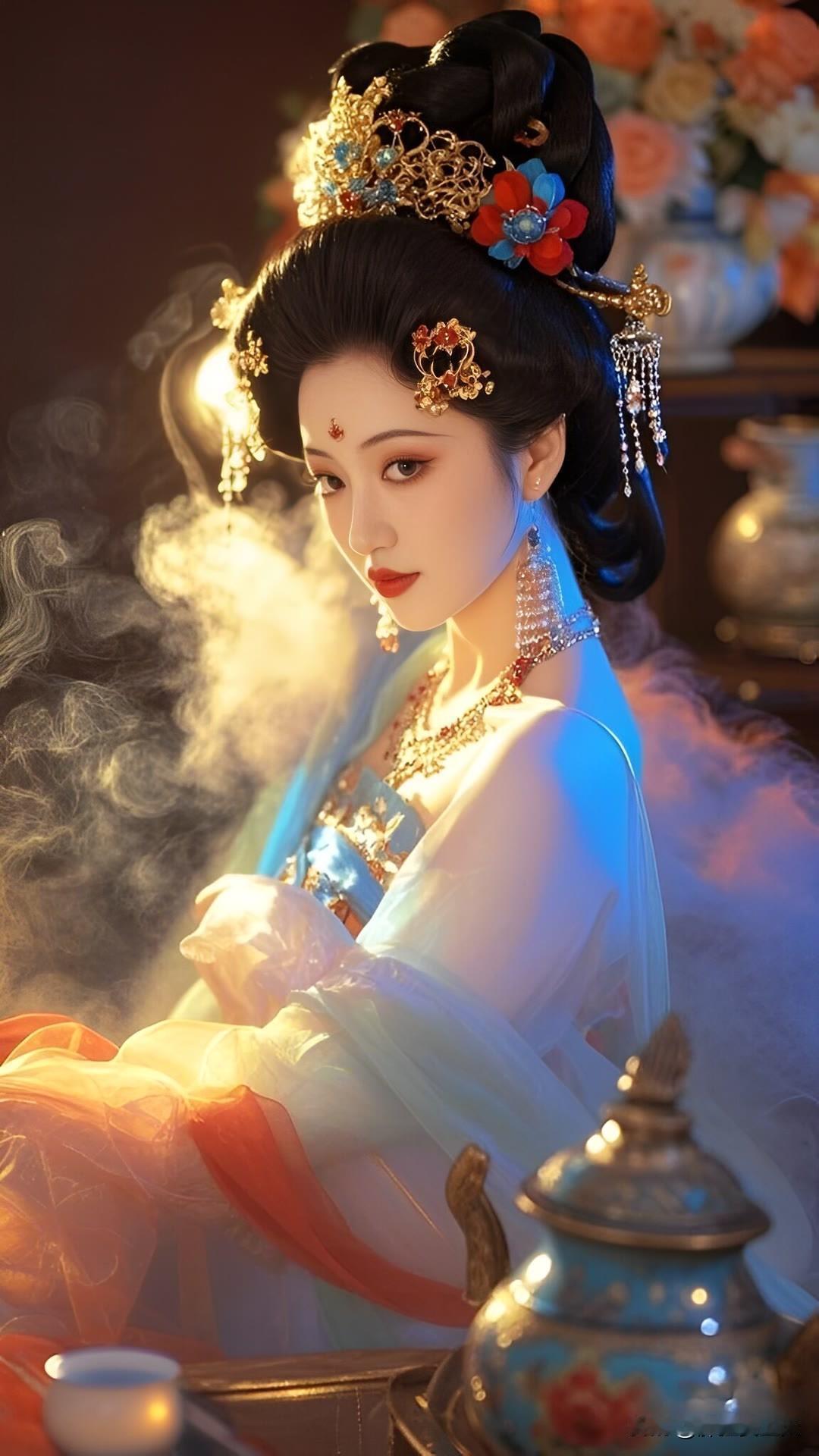 轻解罗裳独上兰舟，夜色中更显绝美身姿。