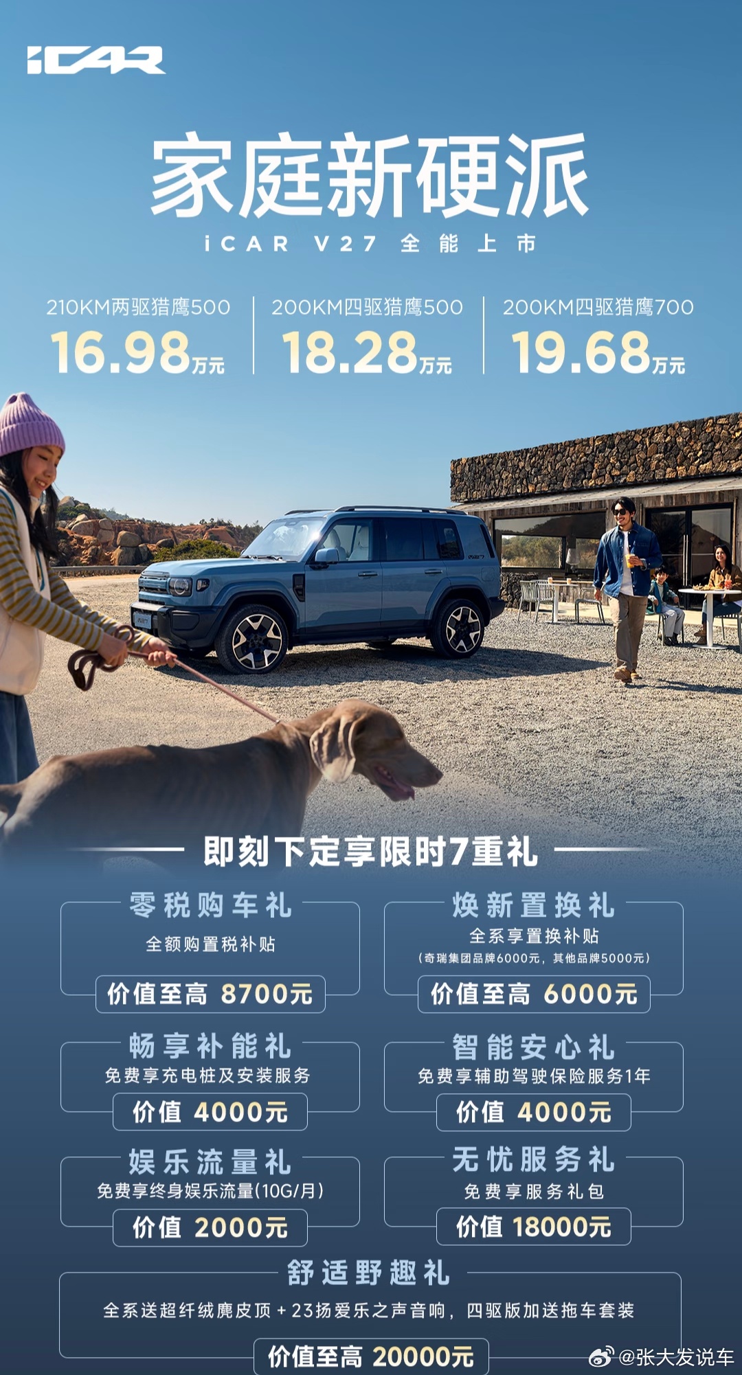 iCAR V27价格出来了，大家看看行不行：全系增程版16.98-19.68万，