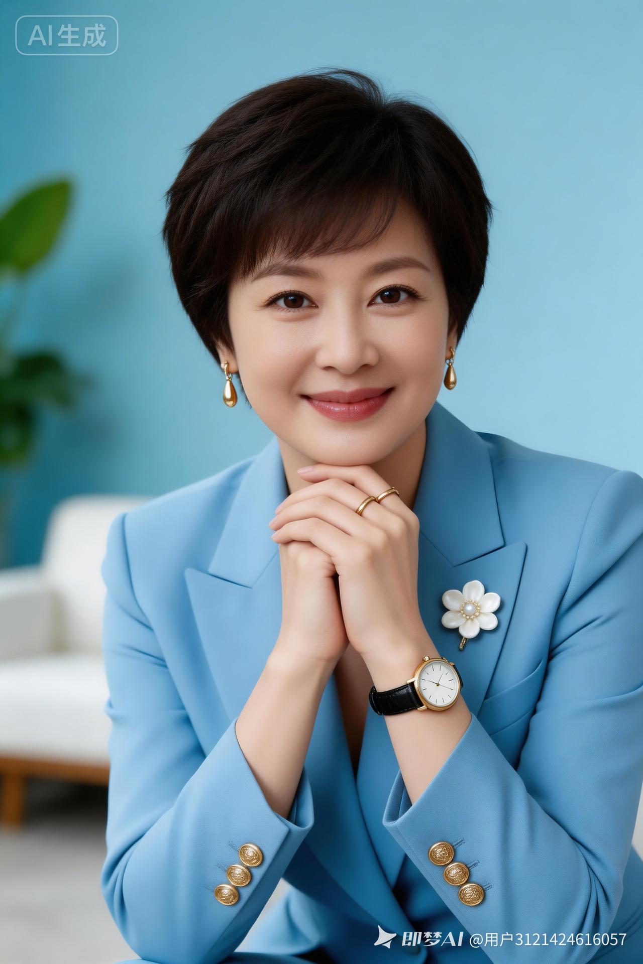 优雅职场女性，自信微笑，时尚穿搭