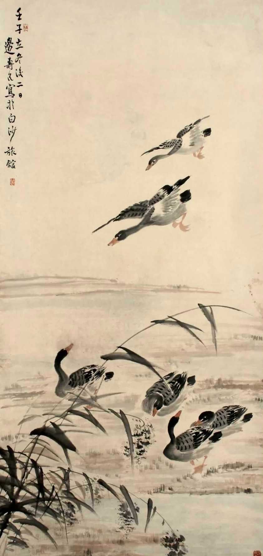 边寿民 《芦雁》，原名维祺，字寿民，扬州八怪之一。少年时刻苦求学，21岁考取秀才