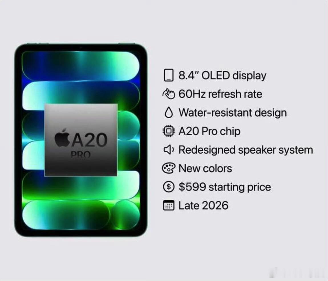Apple  苹果下一代iPad mini预计今年10月发布，有望成为首款具备防
