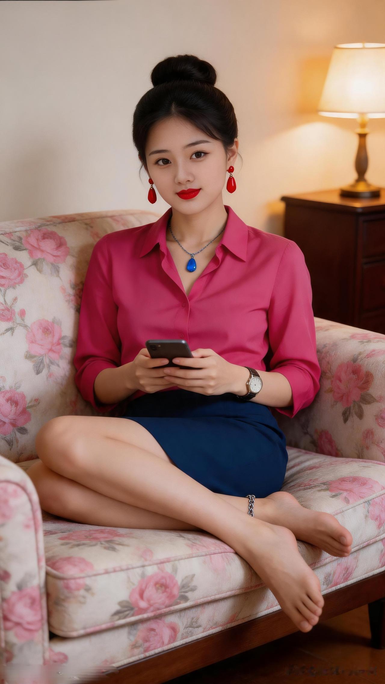 优雅红裙搭配，时尚穿搭指南👗💄📱