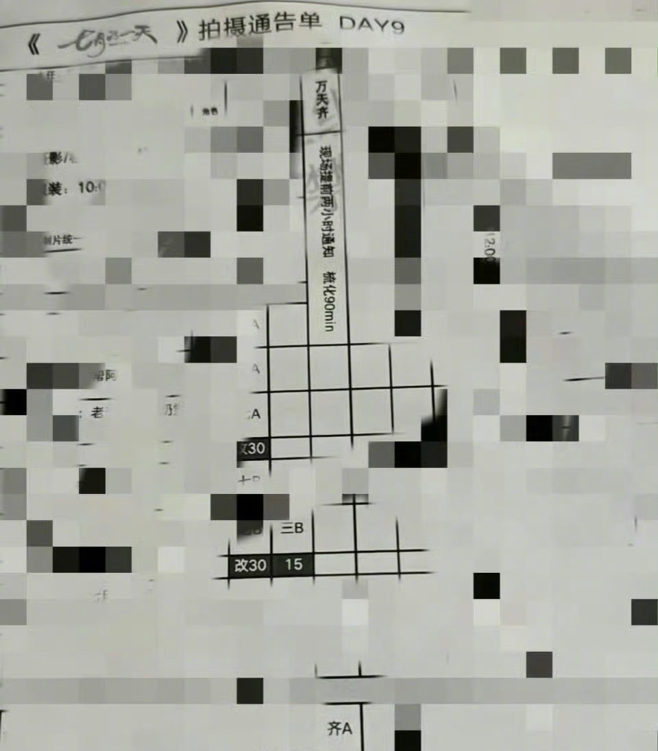 田栩宁新剧《七月的一天》今日通告单，他这是没事了吧！田栩宁田栩宁征集粉丝名 ​​