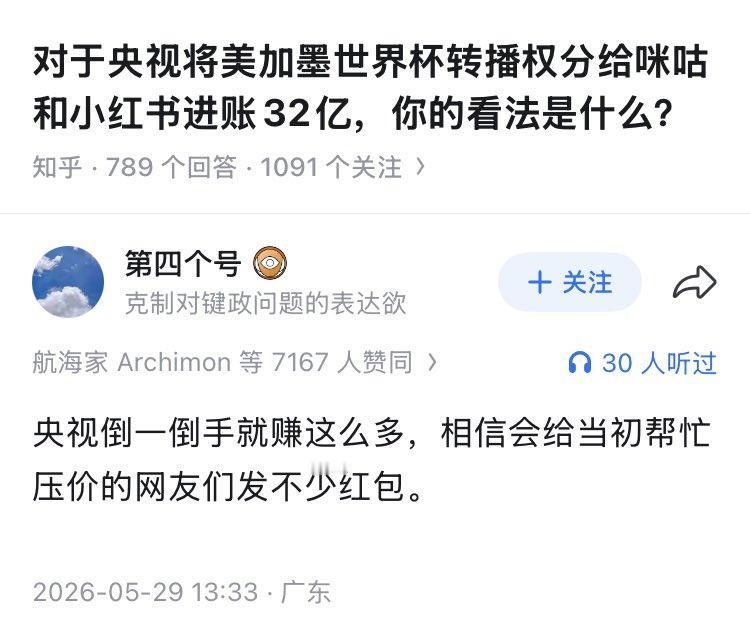 什么生意最赚钱，当然是独家啦。
央视购买世界杯版权，两届加上女足等附加世界杯才花