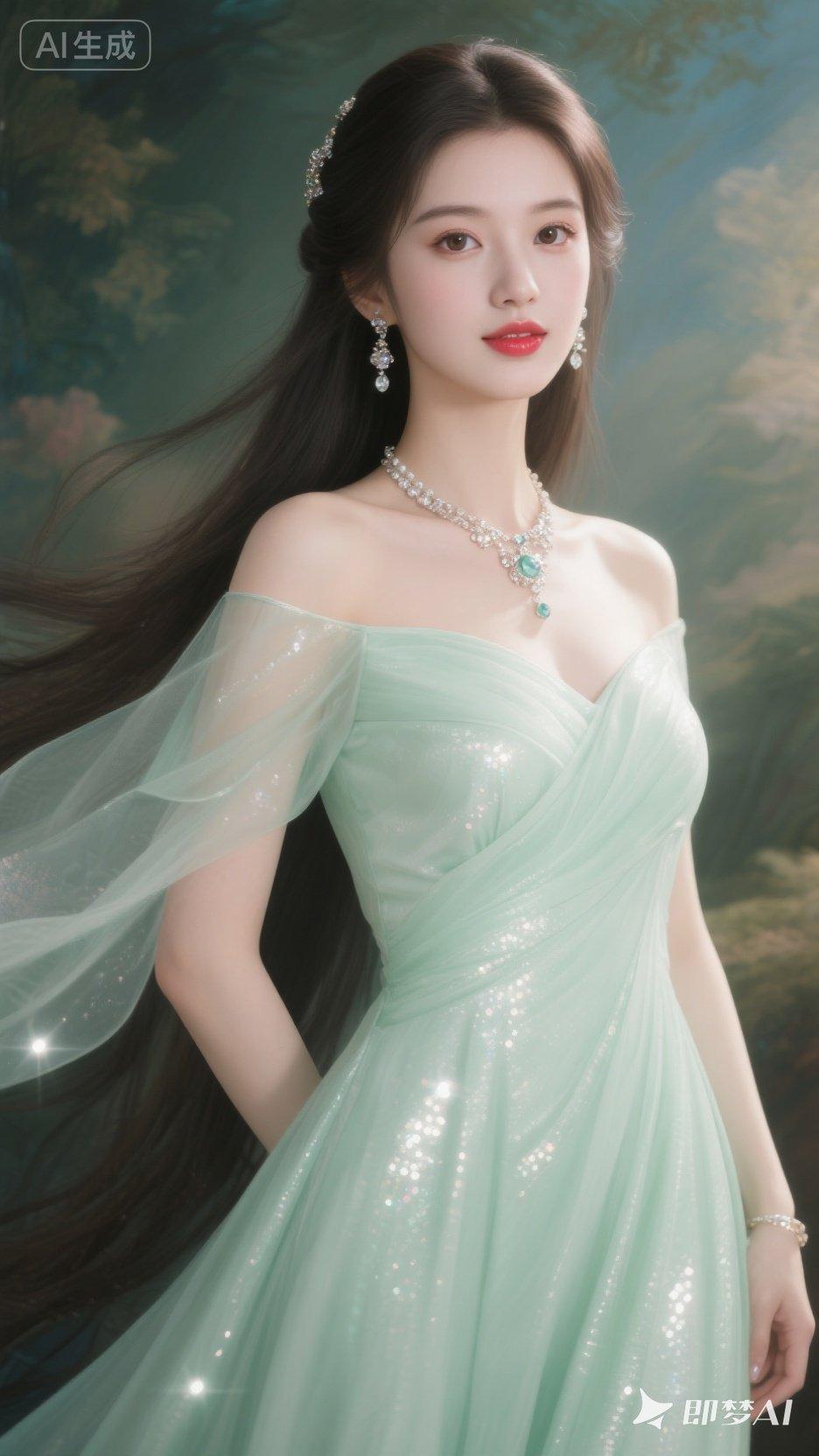 梦幻绿裙仙女，优雅气质满分！