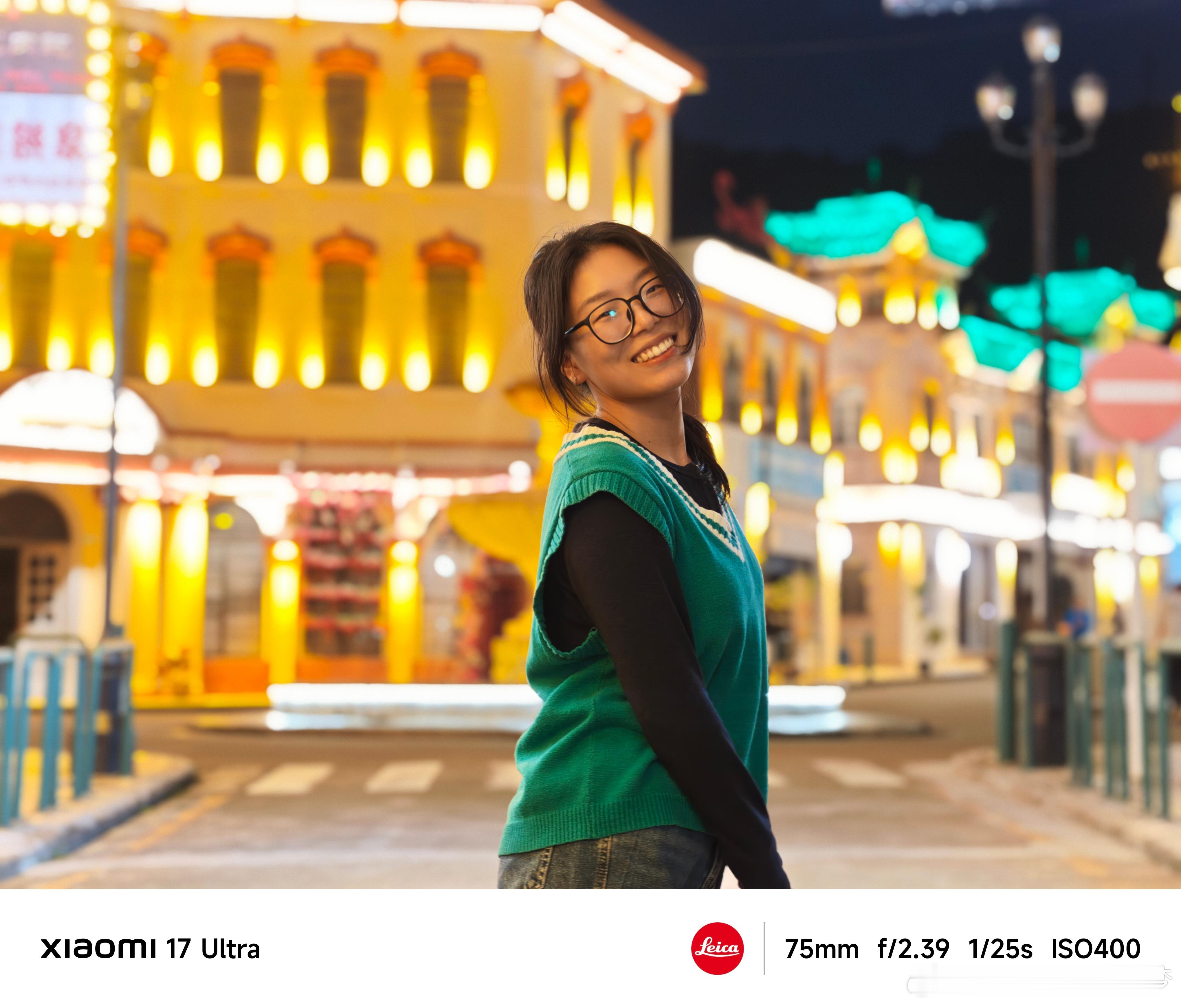 最后再发一组夜景人像模式的对比，小米用的就是大师人像模式了，大家可以看看你更喜欢