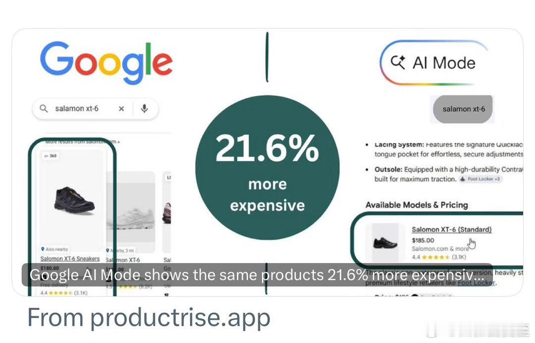在Google上网购，用Search，别用AI 同一商品，AI Mode价格比S