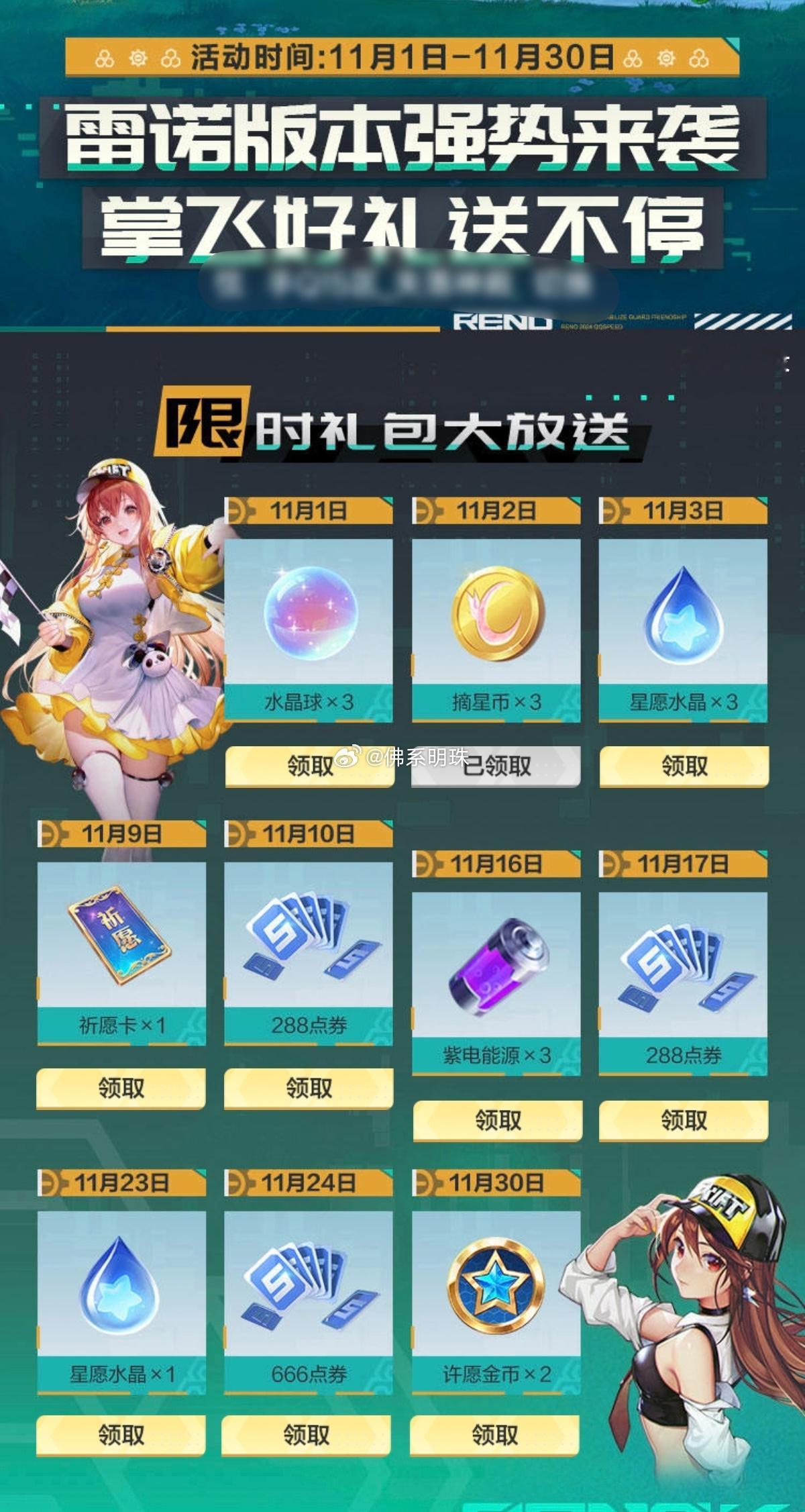 掌飞本月签到，四选一有套钻石直售套，推荐大家兑换“缤纷夏梦”双性别直接省3160