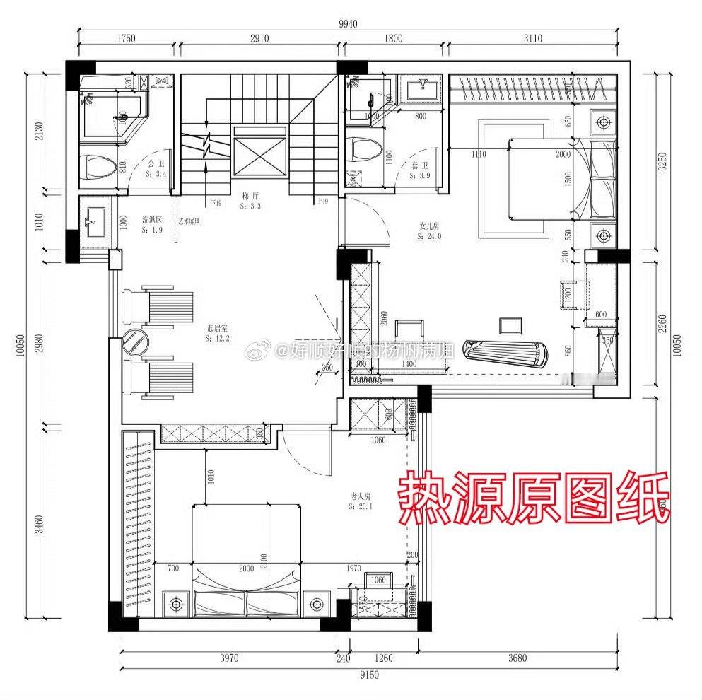 #女儿房要不要卫生间#为什么没有必要，其实可以取消公卫两个房间都做套房，公卫的地