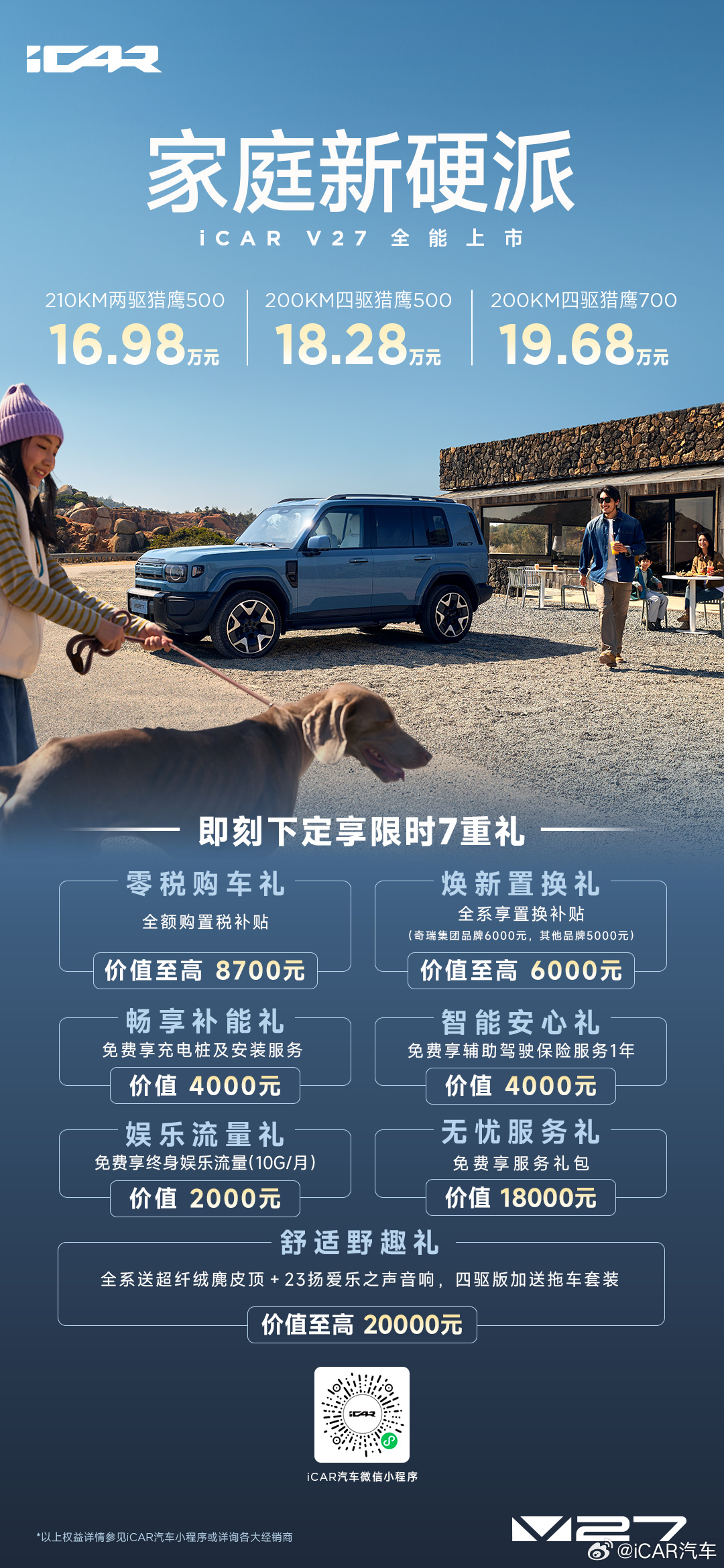 iCAR V27已经发布，给大伙简单汇总一下～空间方面，69.9%得房率、1.3