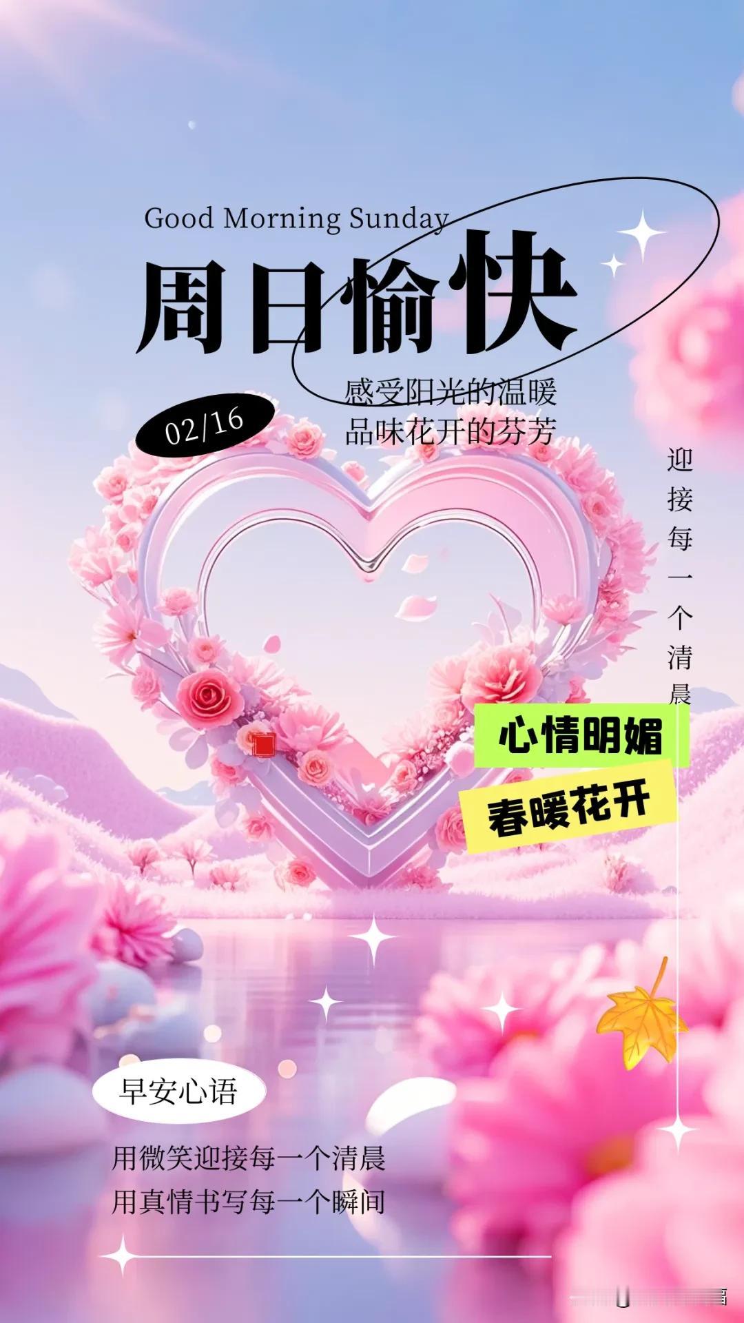 2月16日早晨吉祥问候：正月十九，感受阳光的温暖，品味花开的芬芳。


正月十九