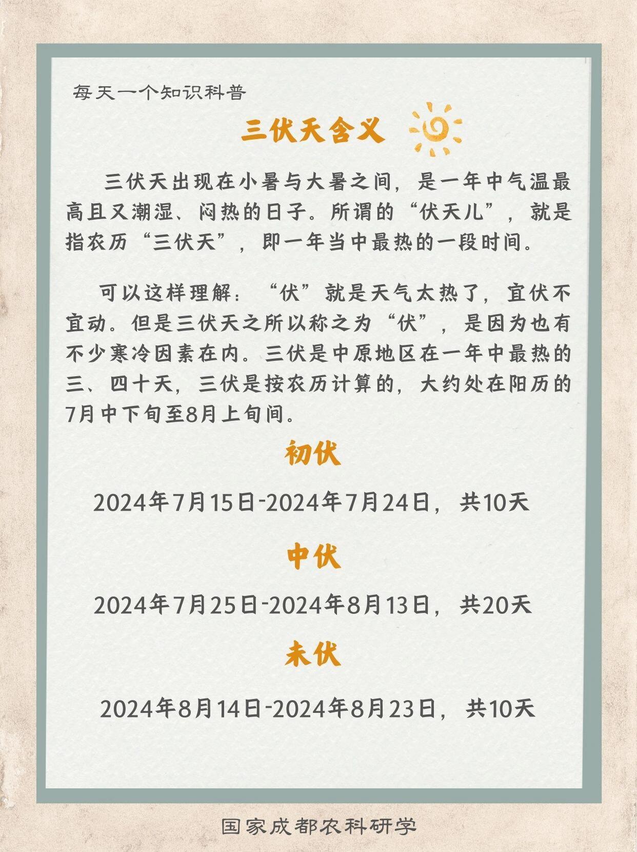 科普知识｜三伏天那些事儿 