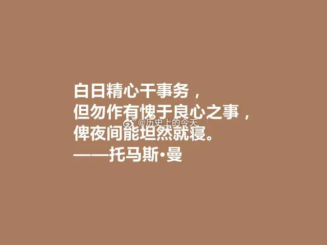 #文史箴言#德国著名作家、诺奖得主托马斯·曼大爷说：白日精心干事务，但勿作有愧于