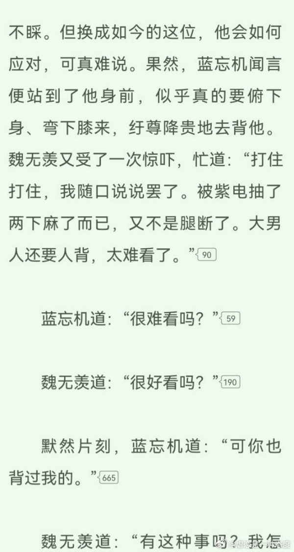 同样是受伤，挨鞭子还比恶诅痕受的伤轻呢，让江澄背都不让蓝忘机背，碗碗香你咋这么双