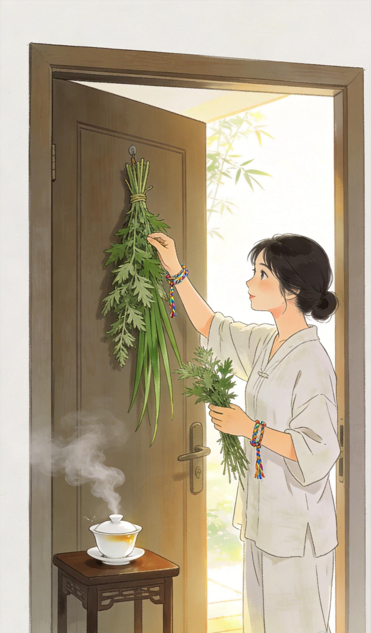 端午这一天，茶一直都在
早上挂艾草，顺手泡了端午第一杯茶。包粽子包到一半，紫砂壶