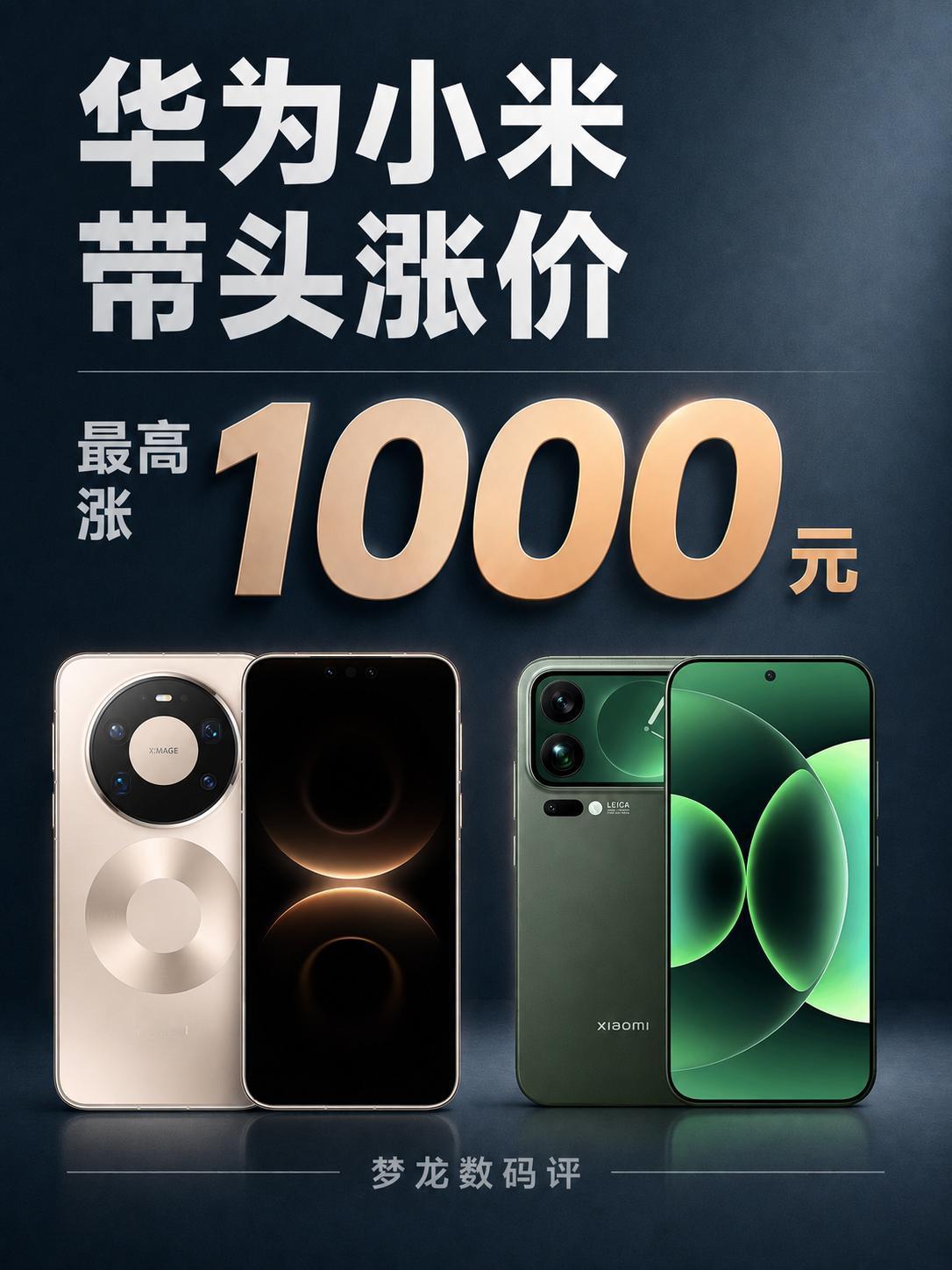 华为小米📱带头涨价｜最高涨1000元！
国产手机新涨价潮已经开始！
华为、小米