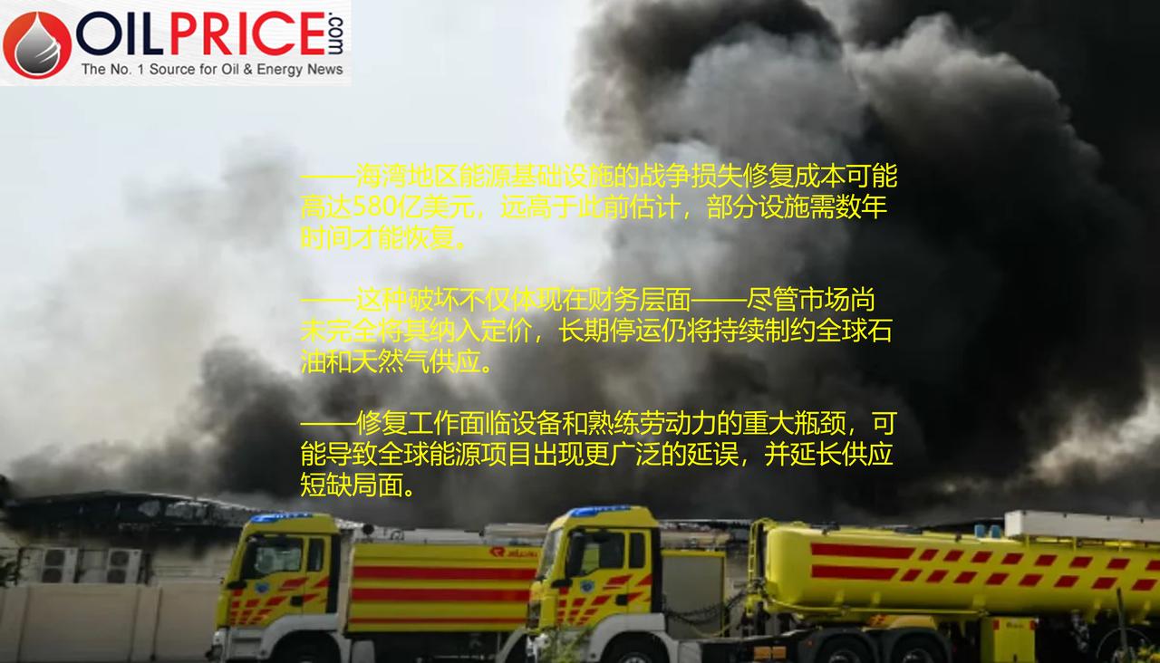 睿咨得能源估计，中东能源基础设施损失接近600亿美元

睿咨得能源（Rystad