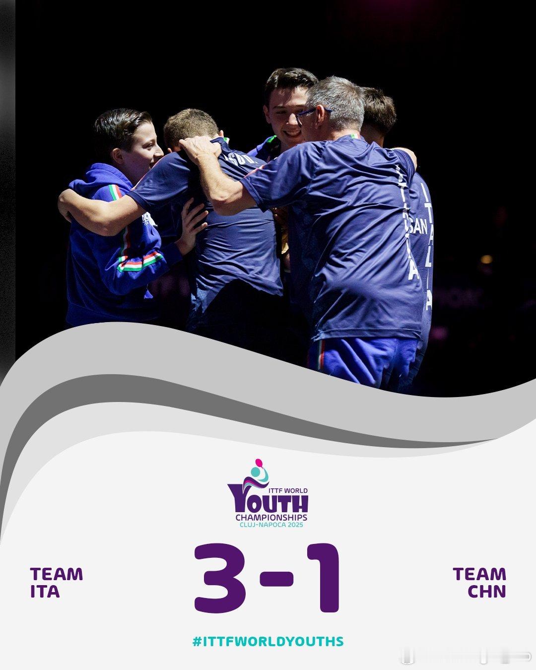 wtt：每张照片里都有上千种情绪🥹意大利的U15男团进入决赛🌟 