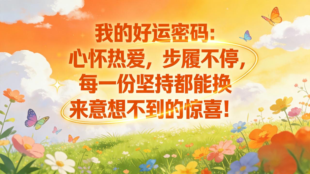 我的好运密码：心怀热爱，步履不停，每一份坚持都能换来意想不到的惊喜！