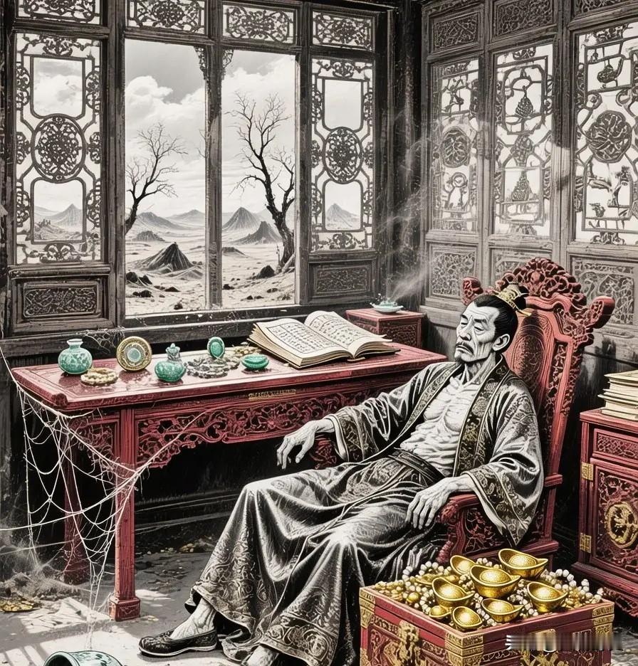 资治通鉴这句话令人感叹：“富室皆衣罗纨，怀金玉，闭门相守而死。”

这是描述东晋