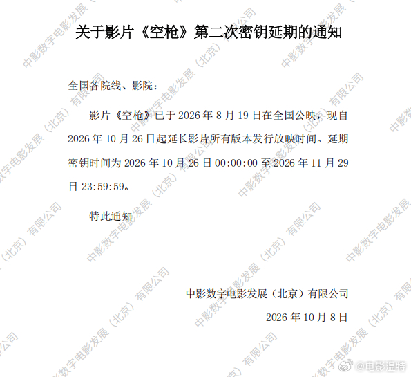 听听温特怎么说电影《空枪》密钥延期至11月29日，目前累计票房6.59亿。国庆档