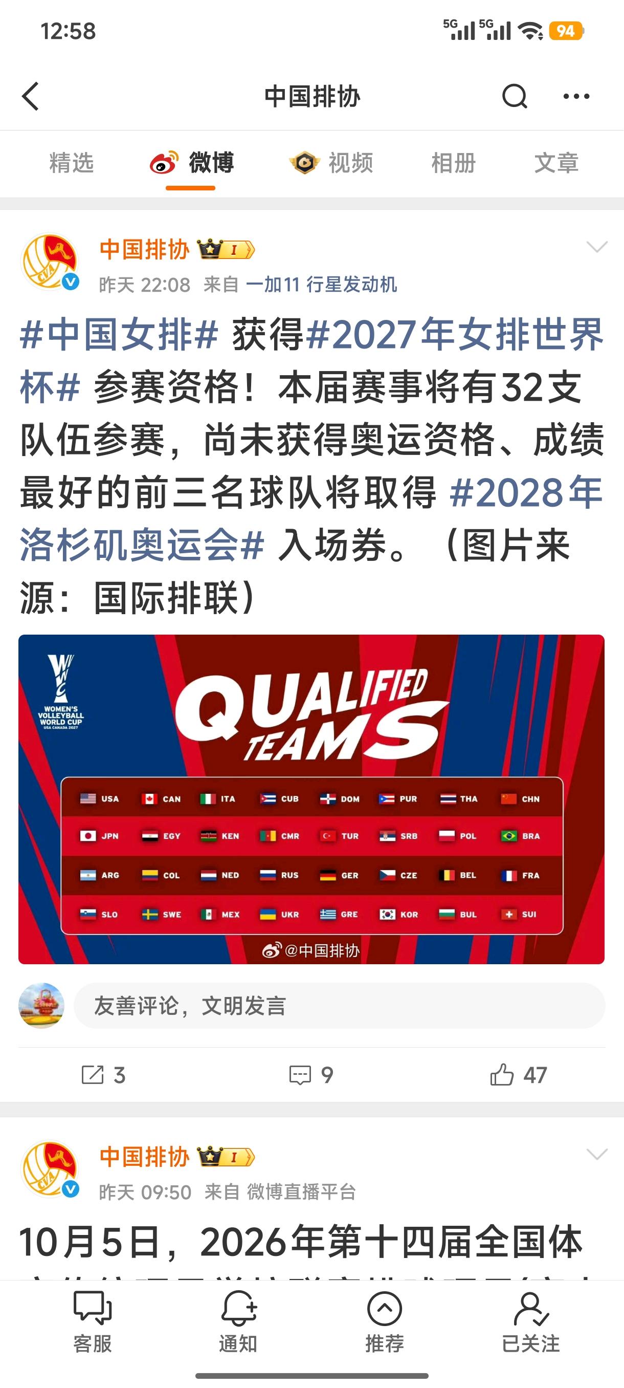 2027女排世界杯，获资格参赛的队伍名单正式公布

东道主：美国🇺🇸、加拿大