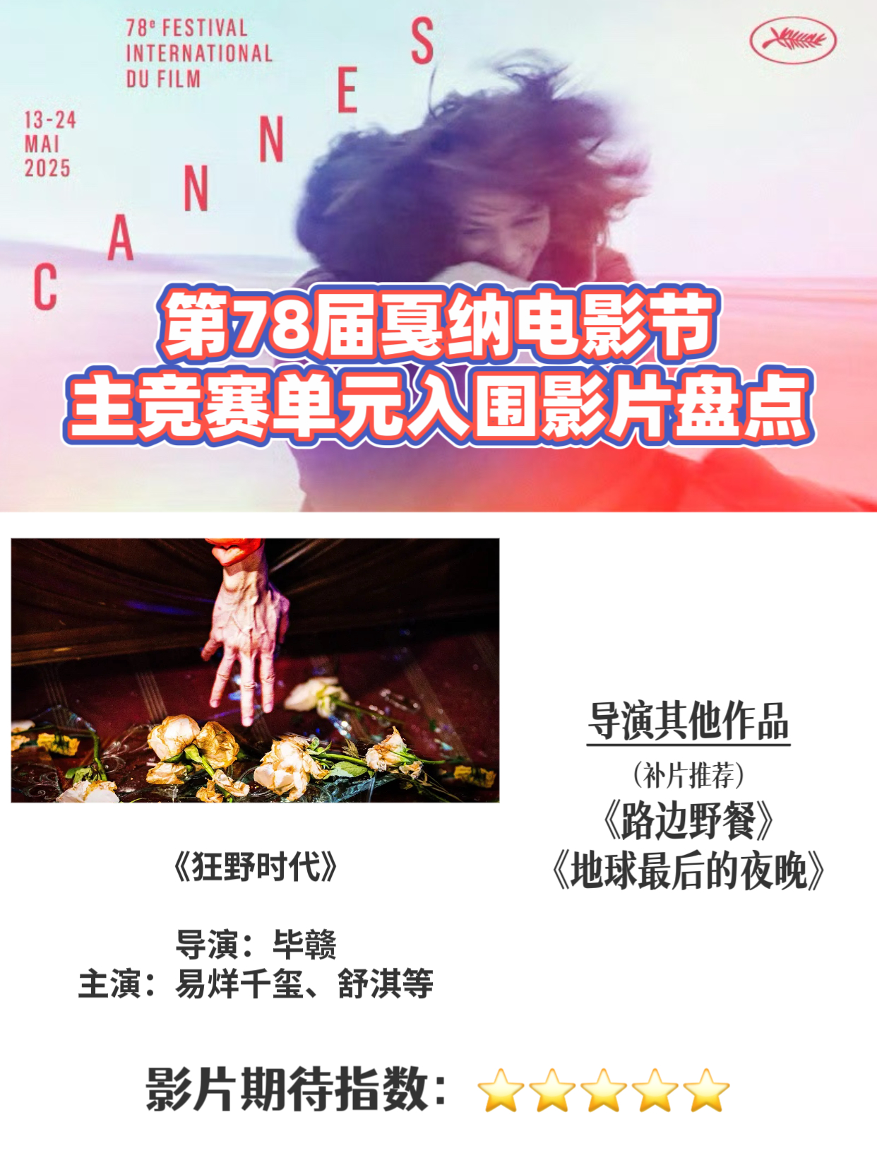 憋了这么多天，这个终于可以发出来了！！！ 第78届戛纳电影节主竞赛单元入围影片盘
