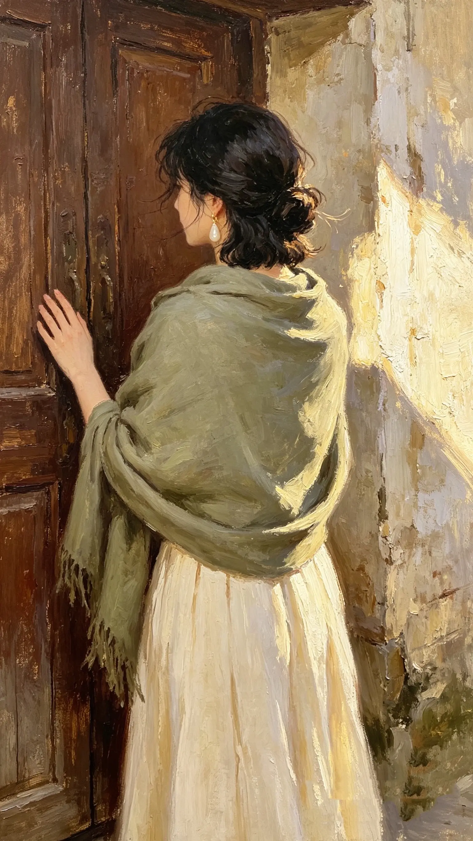 老木门的漆皮早褪成了深褐色的褶皱，像被时光揉过的信笺。她指尖落上去时...