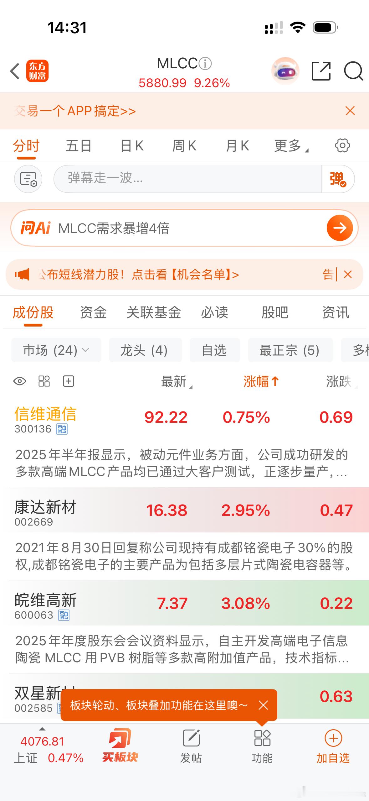 信维通信真是意难平呀！这边建议把你提出MLCC板块！这真是太难看了！ 