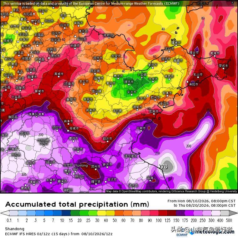 【最新:山东降雨拉开序幕，ECMWF模式调强南部降雨，局部300毫米！】

受台