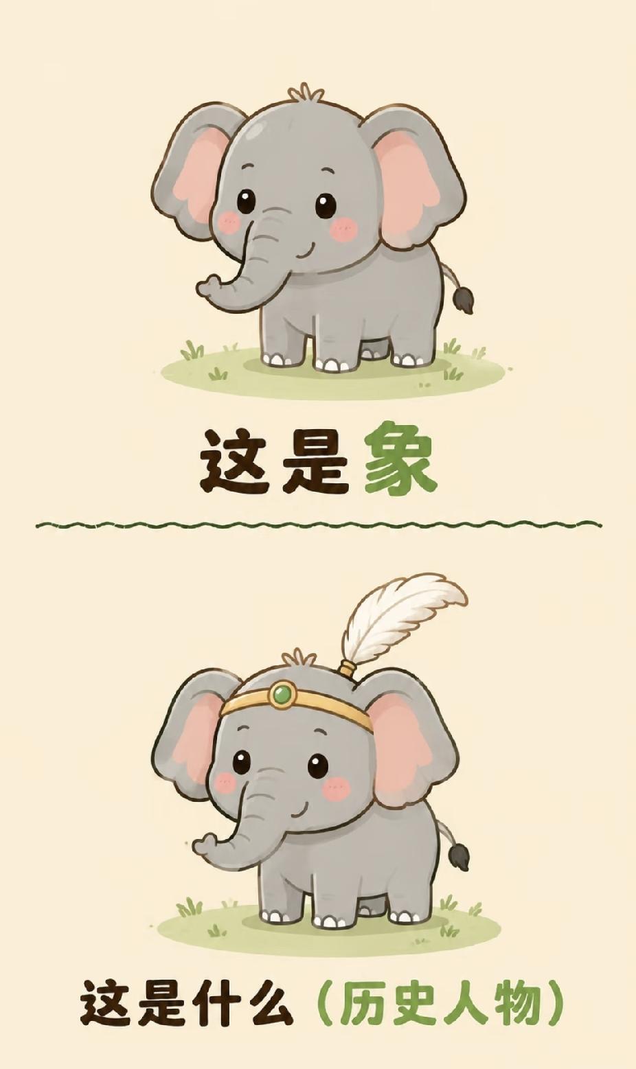 这是象，戴上羽毛头饰之后，打一历史人物，猜猜看