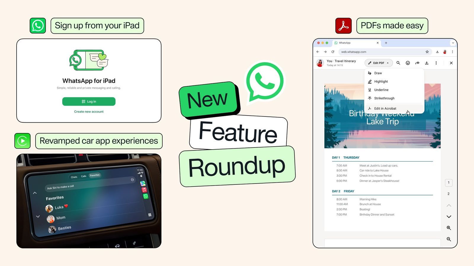 【WhatsApp 发布全新 CarPlay 体验、iPad 注册等功能】Wha