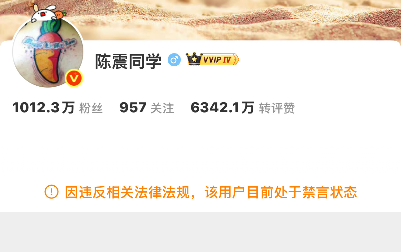 陈震被保下来了？隔壁两个平台已经解封，微博是不是也快了！（隔壁今天早上看解封了，