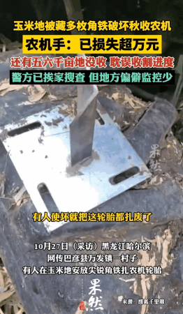 “这太坏了！”黑龙江哈尔滨，一男子驾驶两辆农用机帮村民们收割玉米，万万没想到，玉