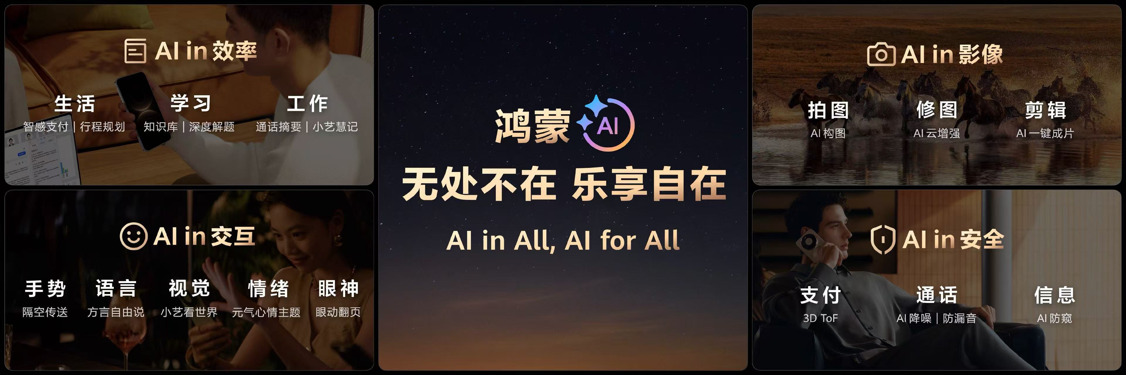 鸿蒙AI深度赋能，带来便捷的使用体验，直接语音下达需求，如“面部提亮”“天空变蓝