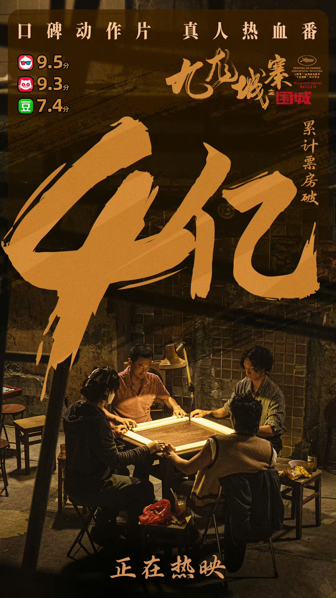 #电影九龙城寨之围城# 累计票房突破4亿！昨天又拿下大满贯（票房日冠/上座率日冠