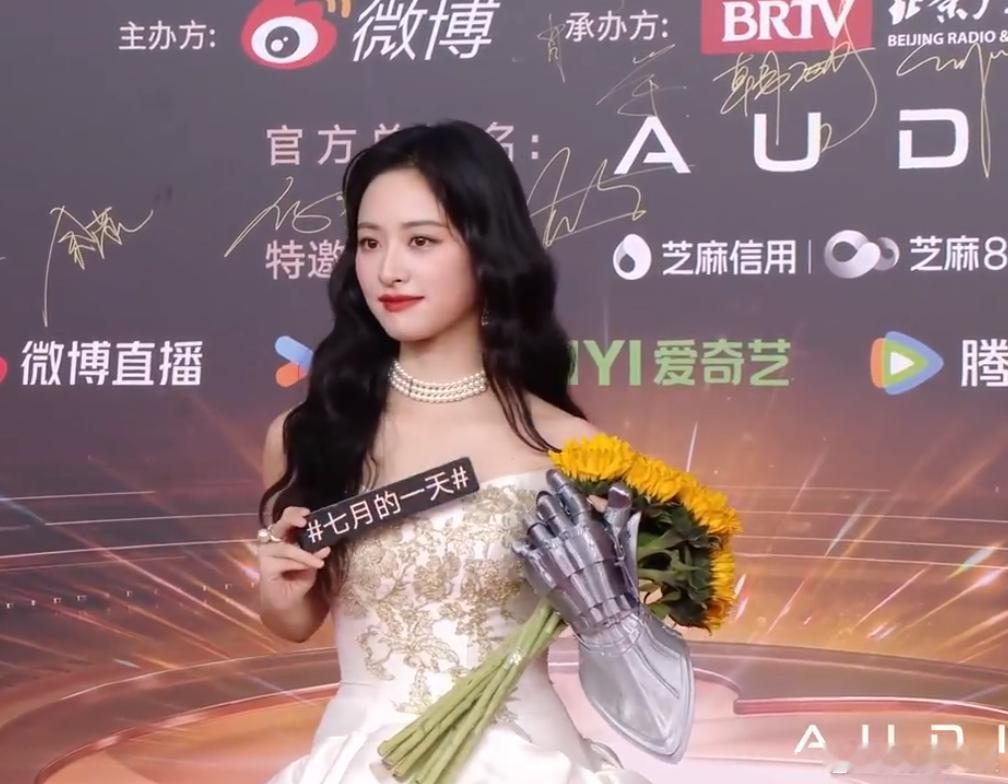 一组微博视界大会红毯图，沈月、张凌赫、梁洁、蔡文静、张予曦、杨超越、何广智、徐志