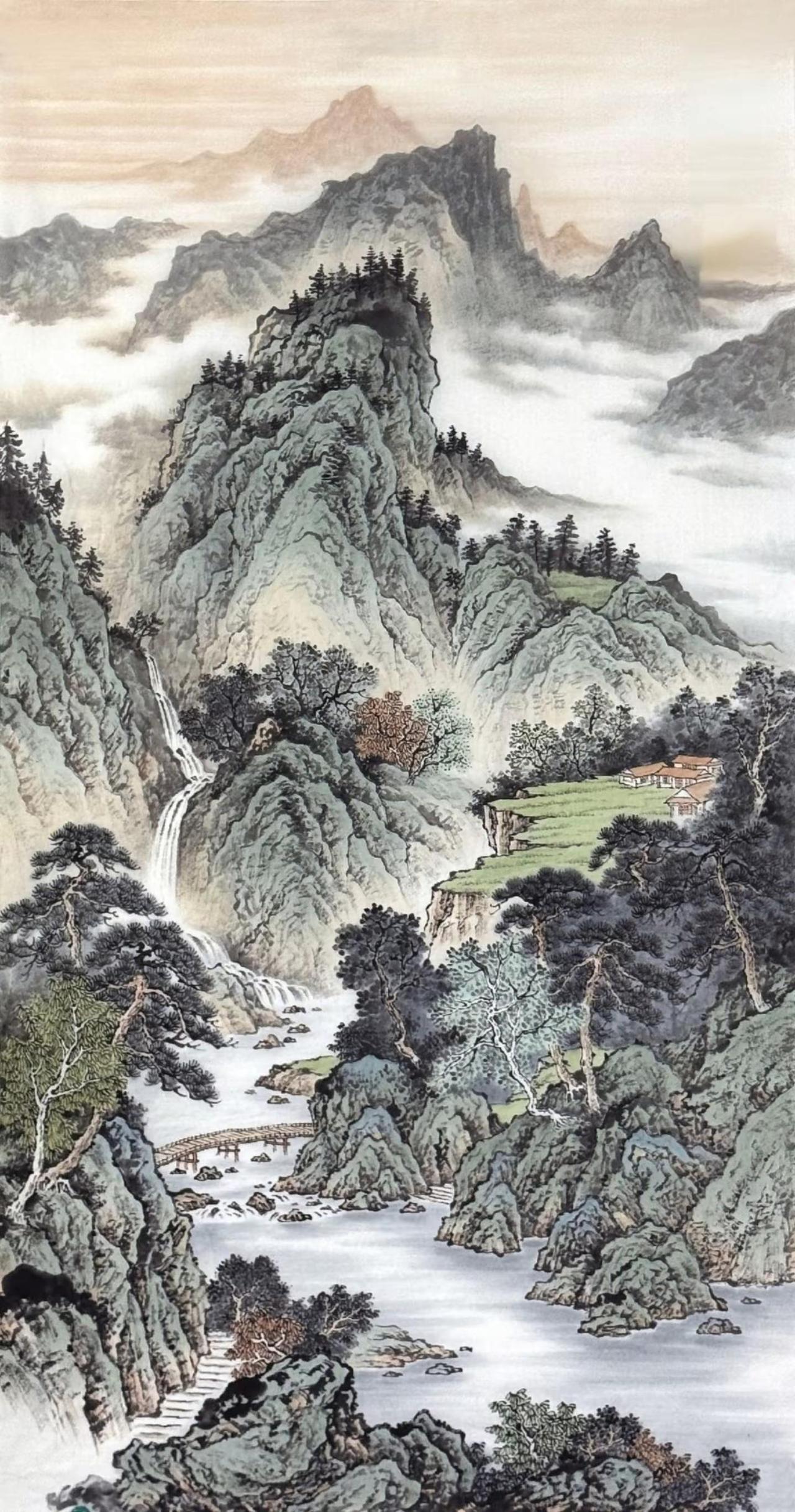 《幽谷人家》山水画创作者中心 创作灵感 山水写意 国画山水