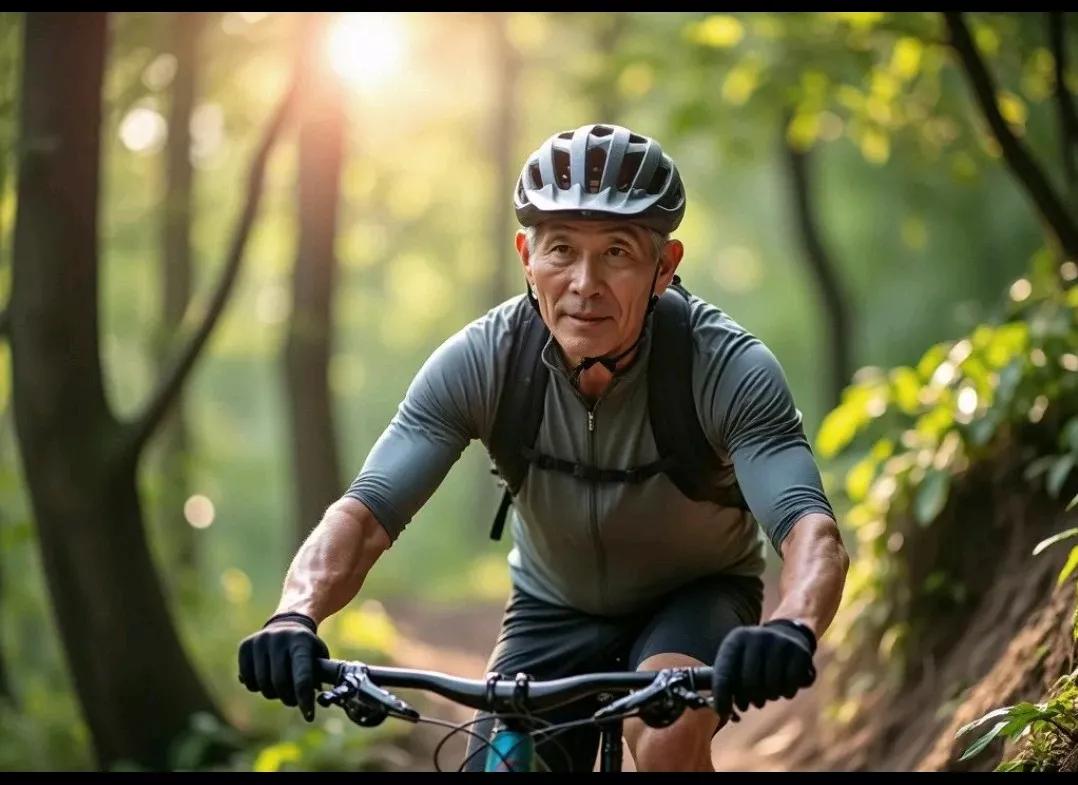 我爷爷七十岁了，骑自行车都十年啦，身体那叫一个健康！老年人骑自行车好处可多啦！老