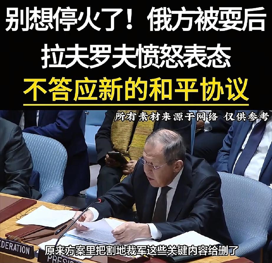 美俄看样子没谈拢啊！
俄罗斯外长拉夫罗夫明确表示不接受美方修改后的《19点和平方