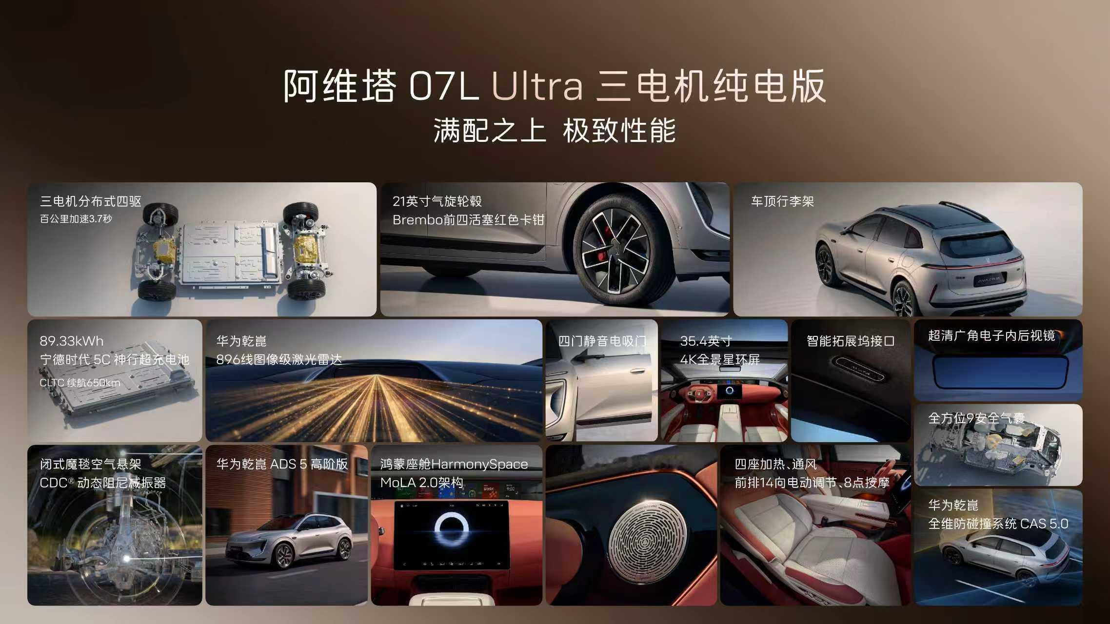 搭载896线激光雷达+华为乾崑ADS 5的阿维塔07L今晚发布预售价24.99万