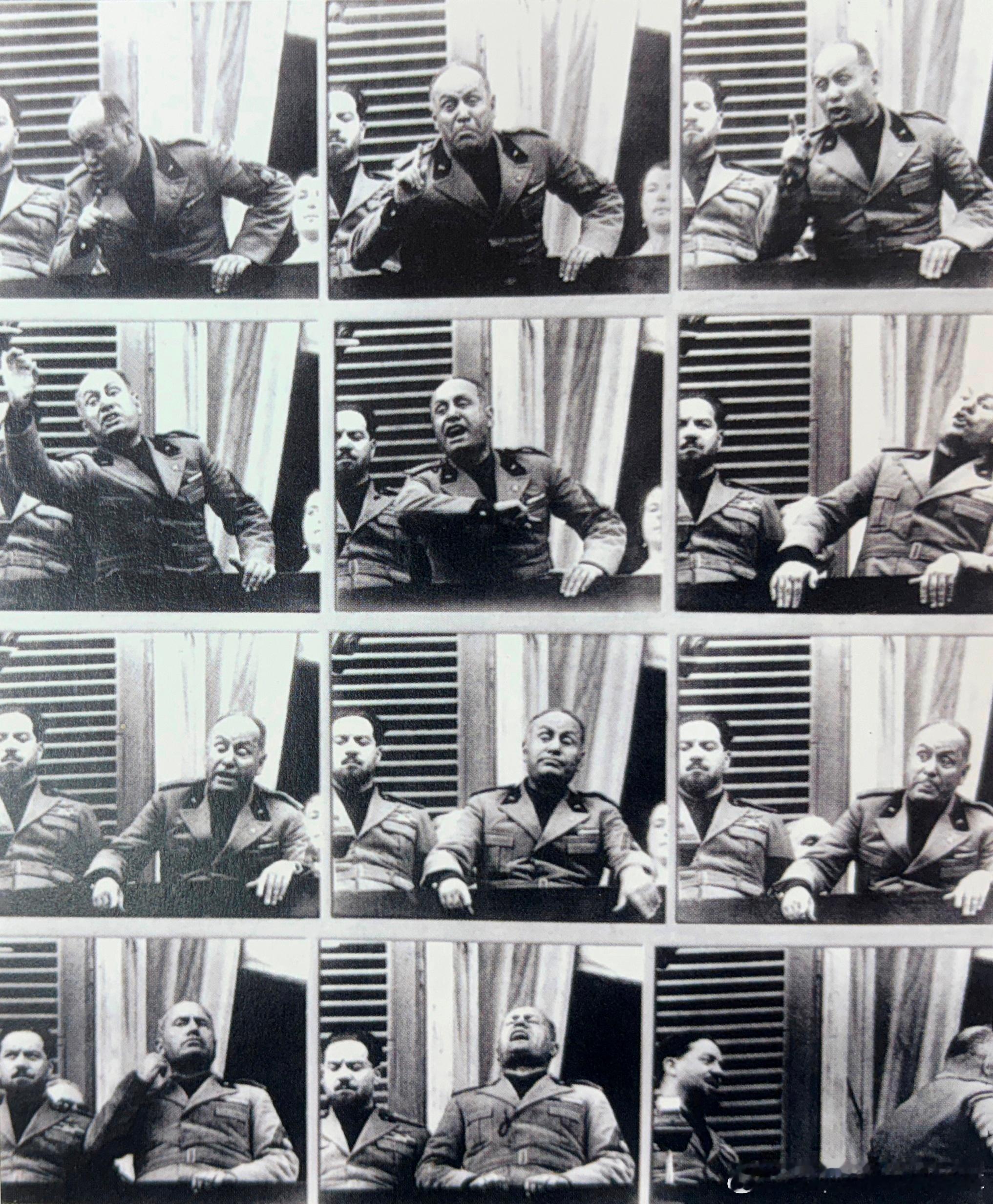 墨索里尼演讲时的夸张表情历史影像