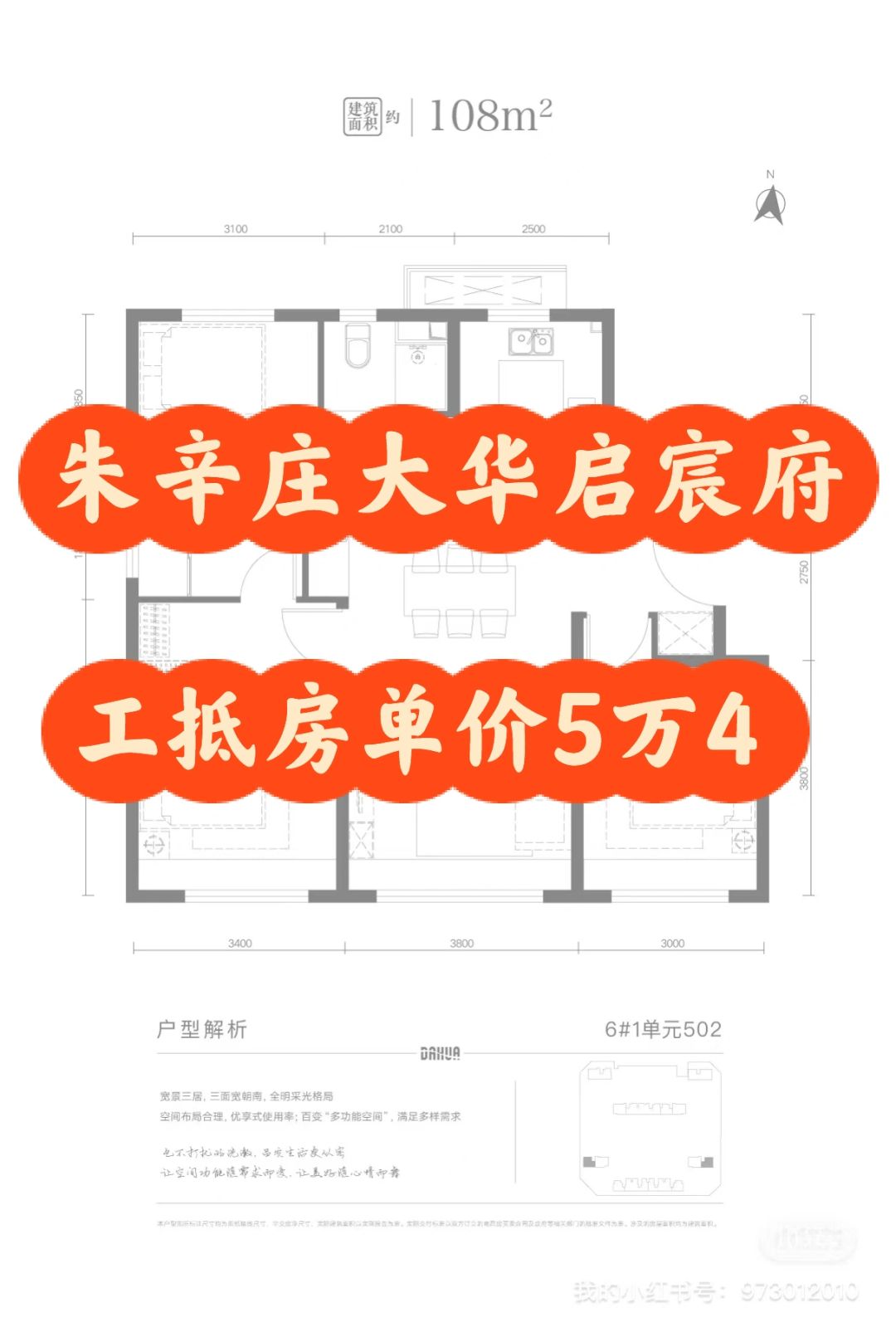 震惊！朱辛庄大华启宸府工抵房单价54000